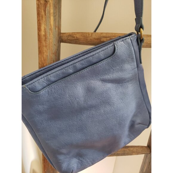 Blue Nica Shoulder Bag with Front Zipper Large Back Pocket Y2K - Picture 5 of 10